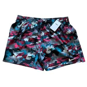 Nike Swim Mens Camo Volley Shorts Pink Teal Grey XXL NESSE548-463